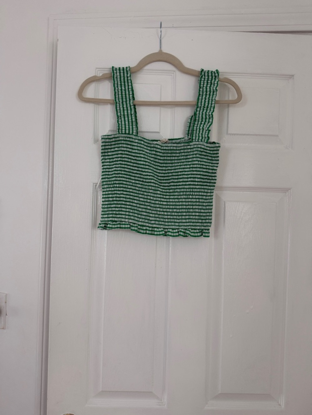 Green Gingham Crop Tank Top